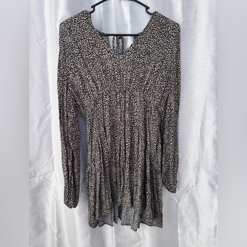 a new day Leopard Print Smocked Waist mini dress